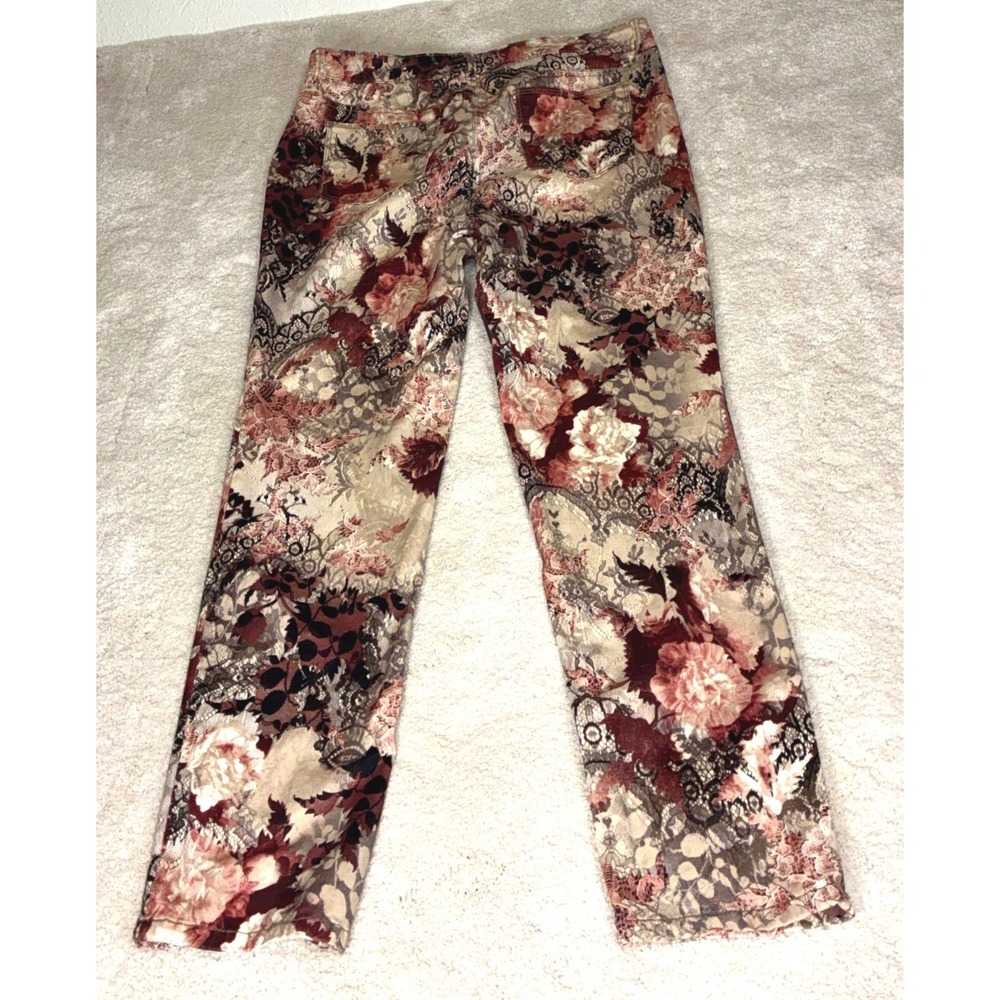 Chico's  Multicolor Floral Jeggings - 30 - Lace Print Straight Leg Boho Artistic